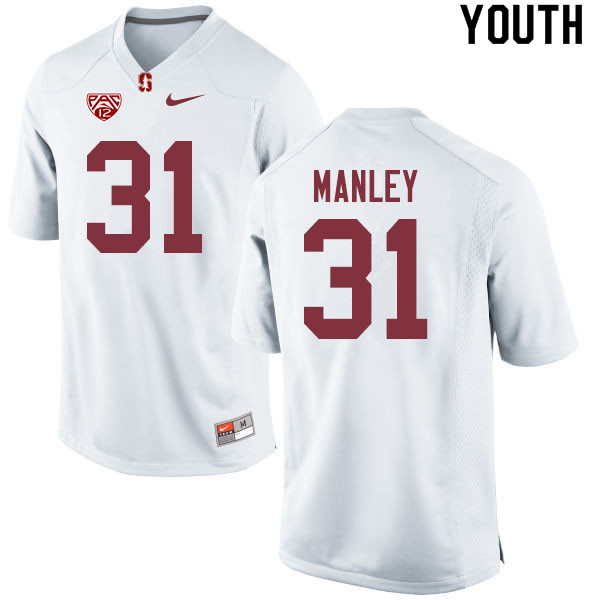 Youth #31 Zahran Manley Stanford Cardinal College Football Jerseys Sale-White - Click Image to Close